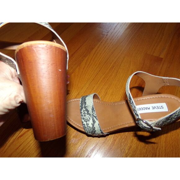Steve Madden Luna retro‎ wooden look sole platform sandals 7 EUC - Picture 5 of 7